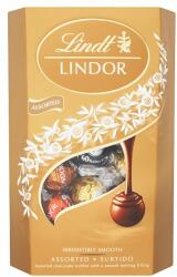Lindt Lindor tejcsokoládé-tejcsokoládé mogyoródarabokkal-fehér- és keserű csokoládé praliné 337 g