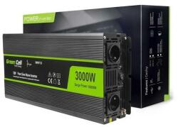 Green Cell Invertor de tensiune 3000W/6000W 12V la 230V Volt USB DC AC Unda sinusoidala pura Green Cell (INV15)