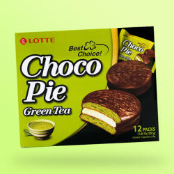 LOTTE Choco Pie Green Tea koreai töltött zöld teás süti 336g Szavatossági idő: 2024-06-18