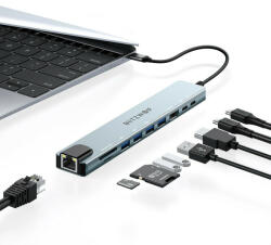BlitzWolf BlitzWolf BW-NEW-TH5 USB Hub 10 in 1: 1x HDMI, 4x USB-A 3.0, 1x RJ45, teljesítmény átvitel: 100W, SD kártya olvasó