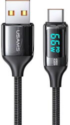 USAMS Cablu de Date USB la Type-C 66W, Digital Display, Fast Charge, 1.2m - USAMS U78 (US-SJ544) - Black (KF236920) - 24mag