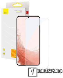 Baseus előlap védő karcálló edzett üveg - ÁTLÁTSZÓ - 9H, 0, 3mm, 9H, Arc Edge, A képernyő sík részét - SAMSUNG Galaxy S22 Plus 5G (SM-S906) - P6001205D201-01 (P6001205D201-01)