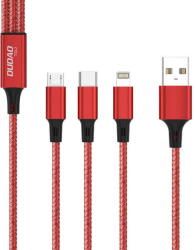Dudao USB cable Dudao TGL2 3in1 USB-C / Lightning / USB 2.4A, 1.2m (red) (32402) - 24mag