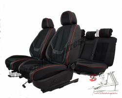 Hyundai Elantra Victoria Méretezett Üléshuzat Bőr/Szövet -Piros/Fekete- Komplett Garnitúra