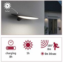 Paulmann 94339 Outdoor solar Kiran kültéri fali lámpa, antracit, 3000K melegfehér, beépített LED, 600 lm, IP44 (94339)