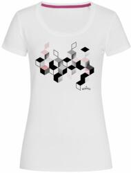 Bontis Női póló CUBES - Fehér / rózsaszín | 2XL (TRI-W-CUBES-whi-pink-XXL)