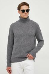 Sisley gyapjú pulóver könnyű, férfi, szürke, garbónyakú - szürke XL