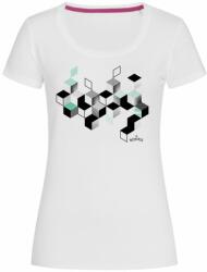 Bontis Tricou damă CUBES - Albă / verde | 2XL (TRI-W-CUBES-whi-grn-XXL)