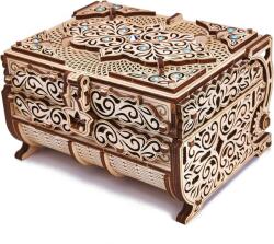 Wood Trick Puzzle 3D mecanic, Cutie de bijuterii cu 15 Cristale Swarovski, WT, lemn, 192 piese