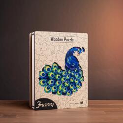  Fenséges páva fa puzzle L Prémium fa doboz