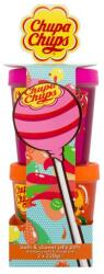 Chupa Chups Bath & Shower Jelly Pots set cadou Jeleu de baie Strawberry Swirl 220 g + jeleu de baie Orange Pop 220 g pentru copii