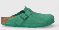 Birkenstock papuci din piele bărbați, culoarea verde 9BYX-KLM03Z_76X
