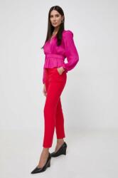 Morgan pantaloni femei, culoarea rosu, mulata, high waist 9BYX-SPD10B_33X