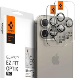 Spigen Folie de protectie Camera spate Spigen EZ FIT pentru Apple iPhone 15 Pro Max / 15 Pro, Sticla Securizata, Full Glue, Set 2 bucati, Gri AGL07163 (AGL07163) - pcone