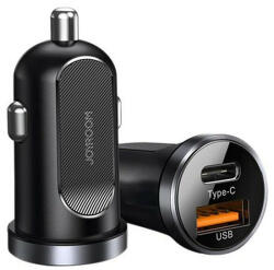 JOYROOM - Autós töltő (C-A08) - Gyorstöltés USB QC3.0, Type-C 30W - Fekete (KF2313468)