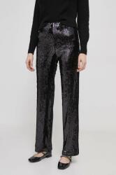 United Colors of Benetton pantaloni femei, culoarea negru, lat, high waist 9BYX-SPD0M3_99X