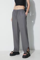 Rains pantaloni culoarea gri, high waist 9BYX-SPU005_90X