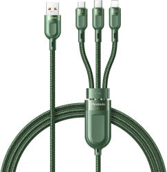 Mcdodo Cablu Super Fast Charging 3 in 1 Lightning & MicroUSB & Type-C Green (5A, 1.2m) (CA-8791) - 24mag