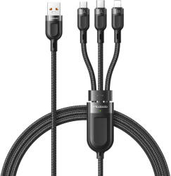 Mcdodo Cablu Super Fast Charging 3 in 1 Lightning & MicroUSB & Type-C Black (5A, 1.2m) (CA-8790) - 24mag