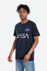 Alpha Industries tricou din bumbac NASA Reflective T culoarea bleumarin, cu imprimeu 178501.07-navy 99KK-TSM0ON_59X