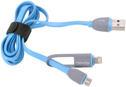 DEVIA Cablu Speed 2 in 1 Lightning si MicroUSB Blue 1m (sincronizare si incarcare)-T. Verde 0.1 lei/buc (DVSPCAB2IN1BL) - 24mag