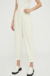 Bruuns Bazaar pantaloni femei, culoarea galben, mulata, high waist PPYY-SPD0NY_10X