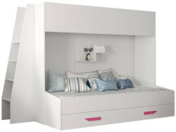  Emeletes ágy Hartford 357 (Fehér + Fényes fehér + Rózsaszín)