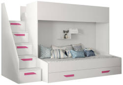  Emeletes ágy Hartford 356 (Fehér + Fényes fehér + Rózsaszín)