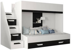 Emeletes ágy Hartford 356 (Fehér + Fényes fekete + Fényes fehér)