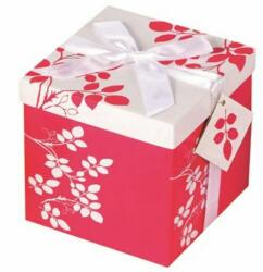  Ajándékdoboz rózsaszín/fehér Gift Box 15x15x15 cm UTOLSÓ DARAB