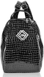 Zellia női, croco mintás, lakk fekete hátizsák (Z-33011363)