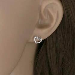 Ekszer Eshop 925 ezüst fülbevaló, hullámos vonal szív alakban, sima felület, magas fény