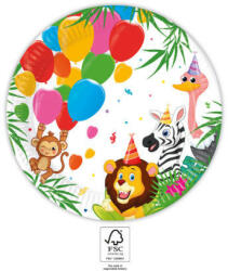 Dzsungel Jungle Balloons, Dzsungel papírtányér 8 db-os 23 cm FSC