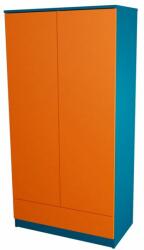  Bence Duo 180-as 2 ajtós-fiókos, akasztós, polcos állószekrény PUSH OPEN rendszerrel - Indigo/narancssárga