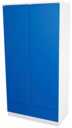 Bence Duo 180-as 2 ajtós-fiókos, akasztós, polcos állószekrény PUSH OPEN rendszerrel - Fehér/kék