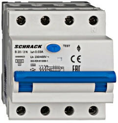 Schrack Vezetékvédő kapcsoló 3+N AK 6kA B 20A 30mA A Schrack AK668820 (AK668820)
