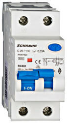Schrack Vezetékvédő kapcsoló 1+N AMPARO 6kA C 20A 30mA A Schrack AK667620 (AK667620)