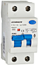 Schrack Vezetékvédő kapcsoló 1+N AMPARO 6kA C 10A 30mA A Schrack AK667610 (AK667610)