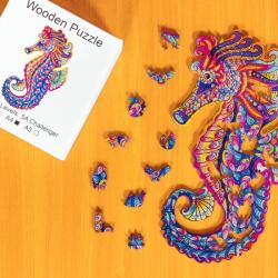  Díszes csikóhal fa puzzle L Papír doboz