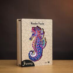  Díszes csikóhal fa puzzle M Prémium fa doboz