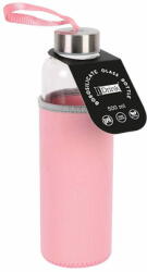  iDrink Boroszilikát üveg palack rózsaszín, 500 ml