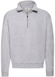 Fruit of the Loom Férfi Pulóver Hosszú ujjú Fruit of the Loom Zip Neck Sweat - S, Heather szürke