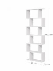 VASAGLE Könyvespolc / tároló polc - Vasagle Loft - 70 x 190 cm (fehér) (LBC61WT)