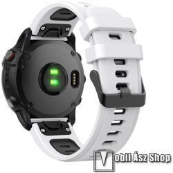  Okosóra szíj - FEHÉR / FEKETE - szilikon, sport, 22mm széles, QUICKFIT - Garmin Fenix 7 / 6 / 6 Pro / 6 Sapphire / Instinct / 5 / 5 Plus / 5 Plus Sapphire / Forerunner 935 / 745 / 945 / Quatix 3