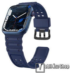  Okosóra szíj - SÖTÉTKÉK - szilikon, állítható, csat - APPLE Watch Series 1/2/3 42mm / 4/5/6/SE 44mm / 7/8/9 45mm / Ultra / Ultra 2 49mm