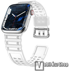 Okosóra szíj - ÁTLÁTSZÓ - szilikon, állítható, csat - APPLE Watch Series 1/2/3 38mm / 4/5/6/SE 40mm / 7/8/9 41mm