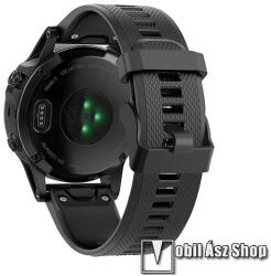 Okosóra szíj - FEKETE - szilikon, textúrált minta, 22mm széles, QUICKFIT - Garmin Fenix 7 / 6 / 6 Pro / 6 Sapphire / Instinct / 5 / 5 Plus / 5 Plus Sapphire / Forerunner 935 / 745 / 945 / Quatix 3