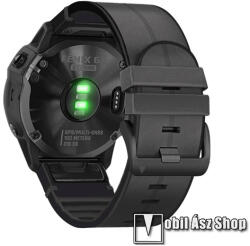 Okosóra szíj - FEKETE - valódi bőr / szilikon, 26mm-es QUICKFIT - Garmin Fenix 3 / 3 HR / 5X / 5X Plus / 5X Plus Sapphire / 6X / 6X Sapphire / 6X Pro / 6X Pro Solar / 6X Pro Sapphire / Quatix 3 / D2 /