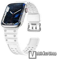 Okosóra szíj - FEHÉR - szilikon, állítható, csat - APPLE Watch Series 1/2/3 38mm / 4/5/6/SE 40mm / 7/8/9 41mm