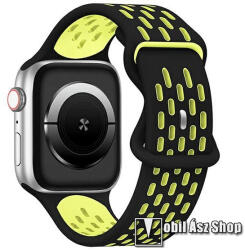 Okosóra szíj - FEKETE / SÁRGA - légáteresztő, sportoláshoz - APPLE Watch Series 1/2/3 42mm / 4/5/6/SE 44mm / 7/8/9 45mm / Ultra / Ultra 2 49mm
